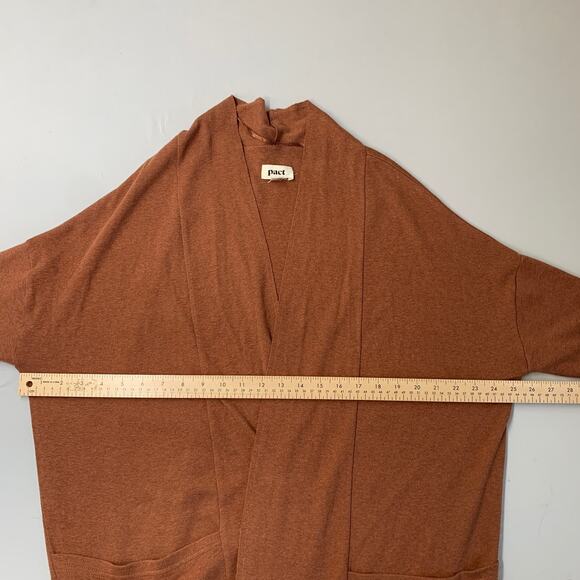 Pact Airplane Cardigan Rust Organic Cotton Open Front Cozy Oversized XS/S - Picture 7 of 12